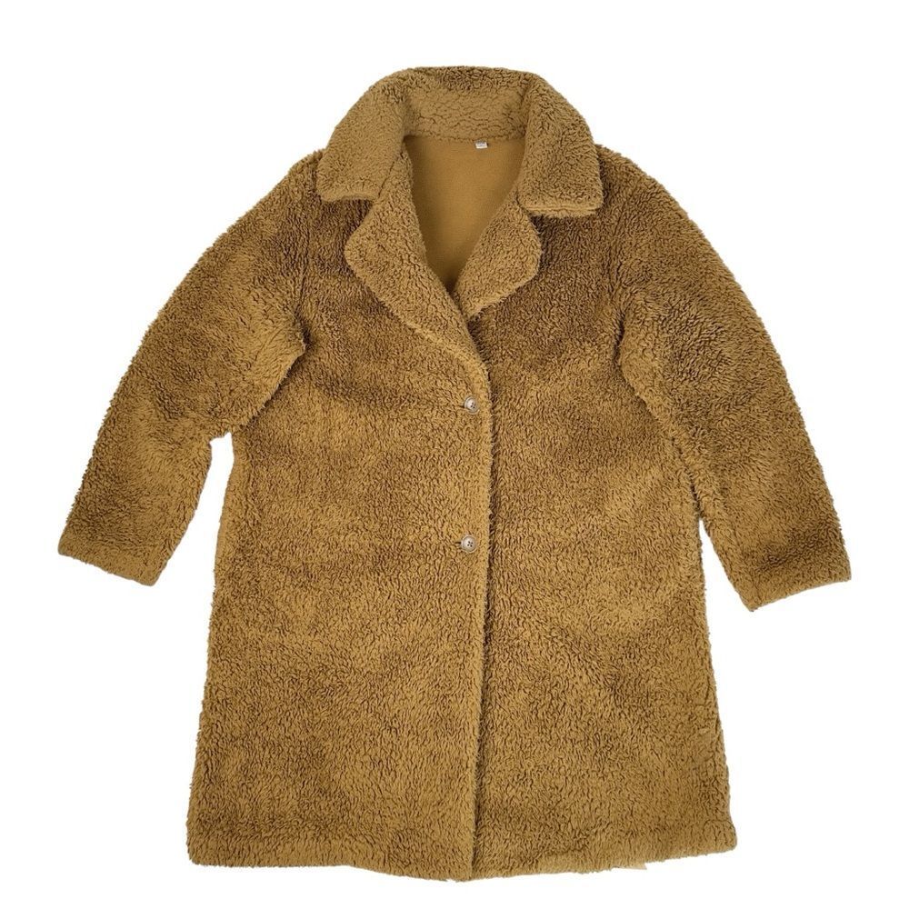 UNIQLO Womens XL Pile-Lined Fleece Brown Tailored Teddy Coat